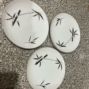 Cordon Bleu Elegance 5183 White Gold Bamboo 7 1/2 In Salad Saucers Plate Set 3